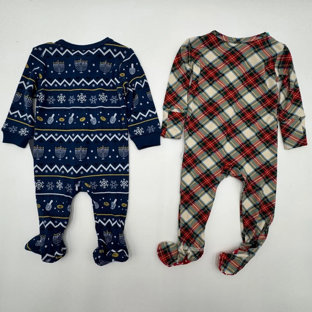 NEW Petit Lem Organic Cotton & Posh Peanut Baby Newborn Footed Pajamas‎ Bundle